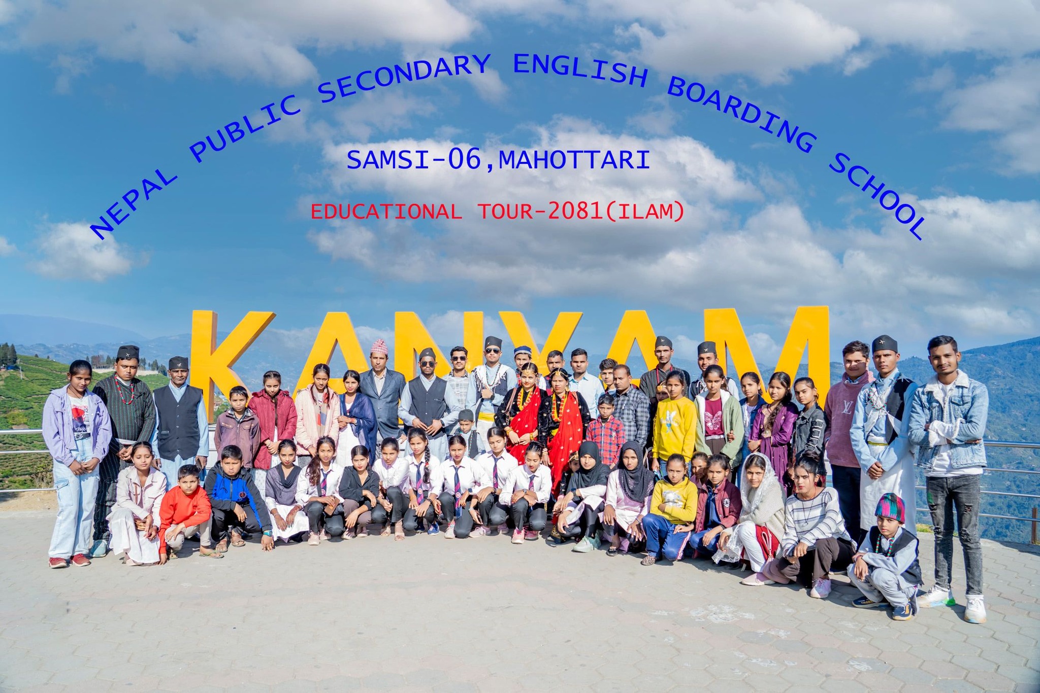Educational tour group at Kanyam, Ilam